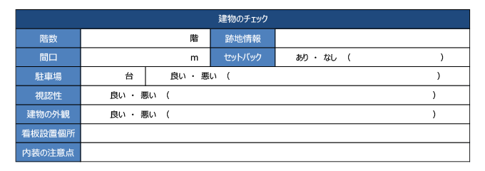 建物のチェックシート