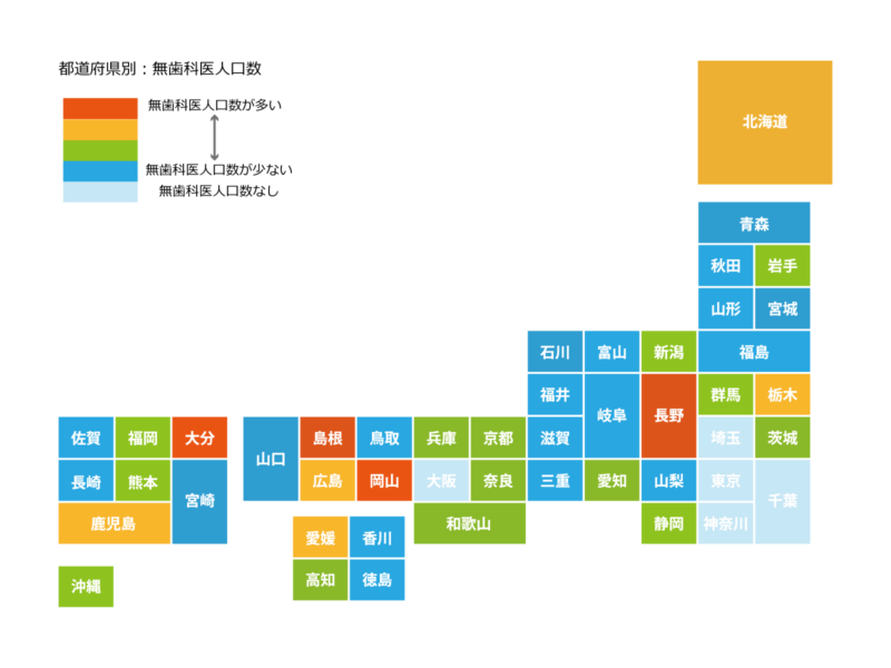 都道府県別無歯科医人口数